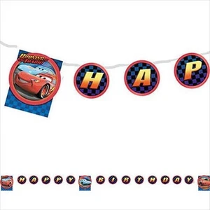 Disney World Of Cars "Lightning McQueen" Happy Birthday Banner - Picture 1 of 2