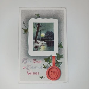 Die besten Weihnachtswünsche Postkarte Creek Winter Nacht Mond geprägt verschickt - Bild 1 von 10