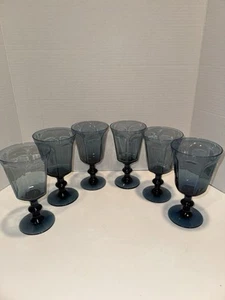 6 Vintage Lenox Antique Dark Blue Water Goblets 6 3/4" - Picture 1 of 10
