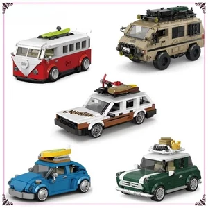 457+ Retro Wood Paneled Station Wagon Model Car Building Blocks w Display Case - Picture 1 of 28