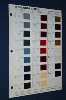 1985 Dodge Truck Exterior Color Paint Chips / Codes Sheet Chart 85 D100 D150 D25 - Image 1 of 2