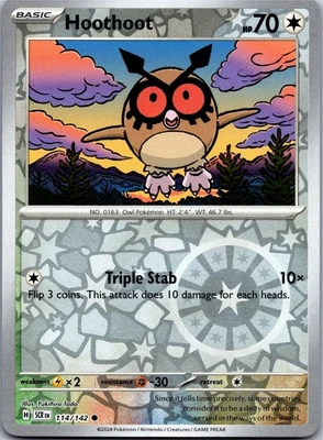 Hoothoot 114/142 - SV07: Stellar Crown Reverse Holo - Image 1 of 2