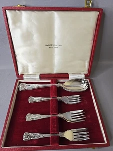 Servizio insalata e 6 forchette EPNS A1 Sheffield England modello Kings placcato argento - Foto 1 di 17