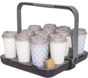 Reusable Drink Carrier for Coffee Runs Takeout Delivery up to 12 Cups Foldable - Picture 1 of 7