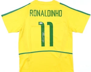 Camiseta amarilla local firmada por Ronaldinho Brasil FC #11 - Holograma Beckett - Imagen 1 de 3