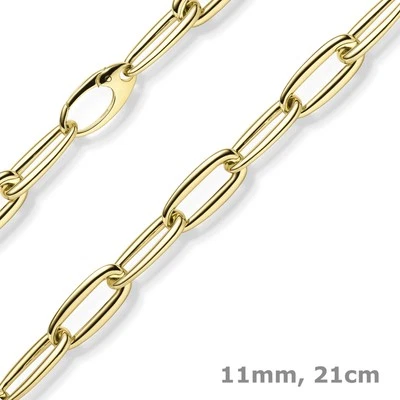 11mm Armband Paper-Clip Phantasie-Armkette aus 585 Gold Gelbgold glänzend 21cm - Bild 1 von 3