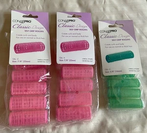 Lot of 3 ConairPRO Classic Self-Grip 7/8" & 5/8" Hair Rollers Curlers Pink/Green - Picture 1 of 5