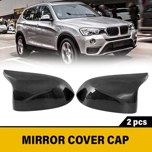 Carbon Fiber Black Side Mirror Cover Caps For 2014-2018 BMW X3 F25 X5 F15 X6 F16 - Picture 1 of 14