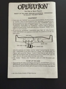 Vintage 1965 Operation Game Instructions Rule Book Manual ONLY Replacement Parts - Picture 1 of 4