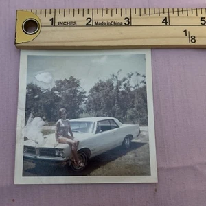 15) Vintage 1969 Photo Color Woman Setting on Car - Picture 1 of 5