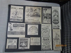 Walt Disney Filme 30 1970er, 80er Jahre Original Zeitungsanzeigen LIED DES SÜDENS, FANTAZIA - Bild 1 von 3