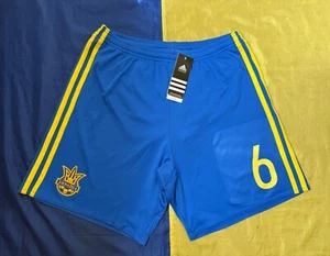 UKRAINE NATIONAL TEAM 2016 #6 PLAYER ISSUE SOCCER SHORTS ADIDAS Sz. M - Picture 1 of 16