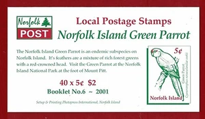2001 Norfolk Island SG SB 13 CTO booklet - Green Parrot - Picture 1 of 3