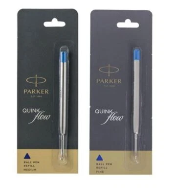 Genuine Parker Ball Pen Refill Quink Flow Blue Ink - Fine / Medium - Image 1 of 2