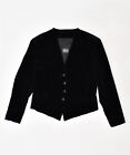 BENETTON Womens Crop 4 Button Blazer Jacket UK 14 Large Black Cotton HP04