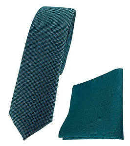 schmale TigerTie Krawatte + Einstecktuch in fein gepunktet - Breite 4,5 cm - Bild 1 von 30