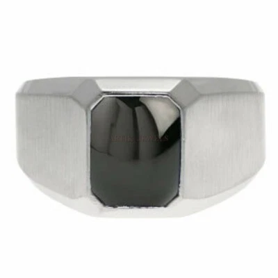 Anello In Argento Sterling 925 Con Gemma In Onice Nero Naturale Per Uomo #1157 - Immagine 1 di 3