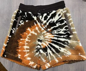 Amiri Leather-Trimmed Tie-Dyed Polar Fleece Drawstring Shorts M - Picture 1 of 8