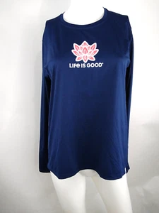 Life is Good Women Active Long Sleeve Tee Lotus LIG Blue Medium 80720 - Picture 1 of 9