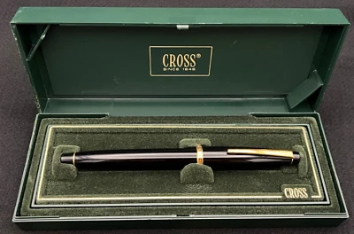 Pluma Estilográfica Cross Solo Vintage Negra y Dorada - En Caja - Con Convertidor Foto 1 de 4