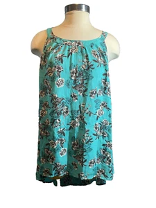 Torrid Tunic Blouse Womens Size 2 Green floral Sleeveless BOHO Peasant - Picture 1 of 17