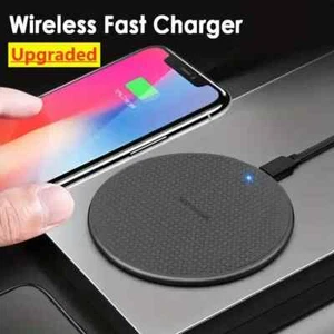 Wireless Charger Pad Stand Desktop Mobile Phone Chargers 10W Fast Charging Dock - Picture 1 of 4