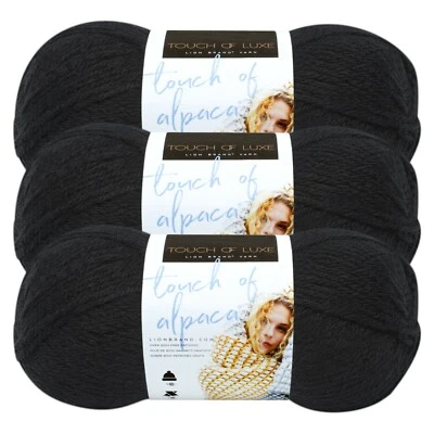(3 Pack) Lion Brand Yarn 674-153 Touch of Alpaca Yarn, Black - Image 1 of 4