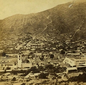 Mexico Indian Village general view Church Mountain Old Stereo photo 1860 - Picture 1 of 3