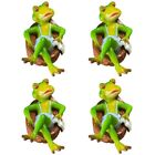  4pcs Adorable Resin Frog Statue Decor Desktop Cabinet Ornament Decorative Frog