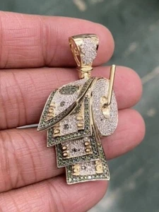 4Ct Round Cut Lab Created Diamond Roll of Money Pendant 14K Yellow Gold Plated - Picture 1 of 4