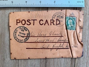 Leather Postcard Omaha NE Mule All Alone Vintage Nebraska Donkey - Picture 1 of 2