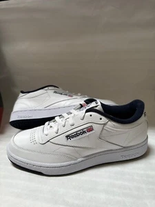 NEW Reebok Club C 85 Men’s Tennis Shoe White Navy Athletic Sneaker AR0457 size 9 - Picture 1 of 5