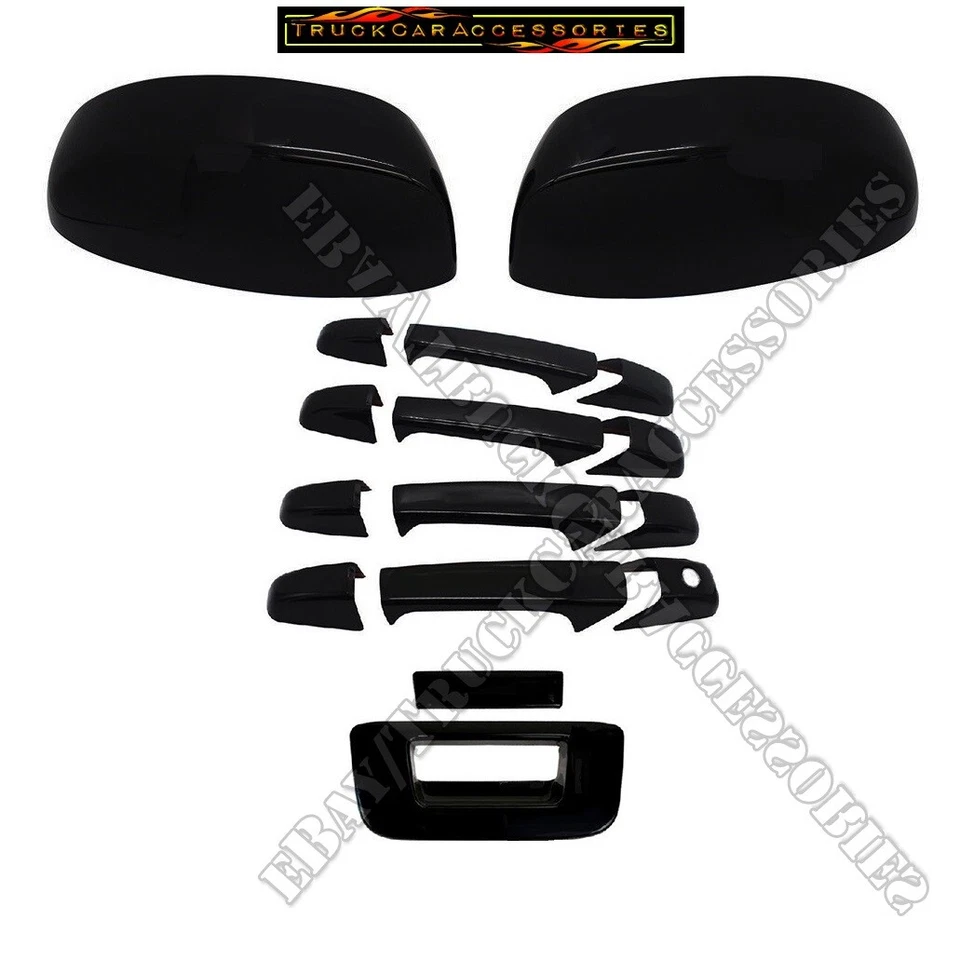 PARA 2007-10 11 12 13 SILVERADO/Sierra 4 PUERTAS MANIJA + ESPEJO + PORTÓN TRASERO CUBIERTA NEGRA Foto 1 de 1