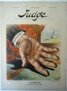 DEMOCRACY 1903 PALMISTRY Print! Free Trade Free Silver Graft Corruption Spoils - Picture 1 of 2