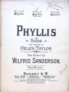 Phyllis Sheet Music Wilfrid Sanderson Helen Taylor Medium Voice Large Format - Picture 1 of 3
