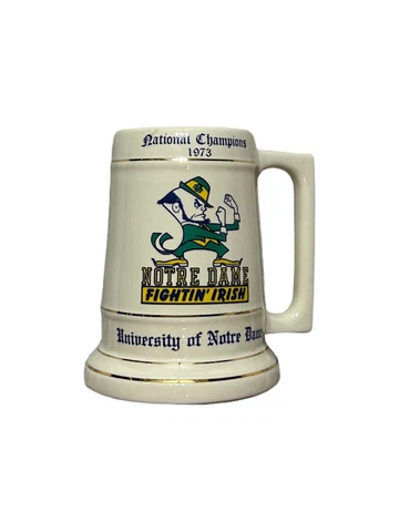 Vintage 1973 University of Notre Dame Fighting Irish National Champs Beer Stein Cover