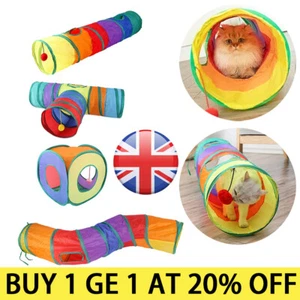 Pet Tunnel Toy Cat Rabbit Pop Up Tube Collapsible 2 Way Puppy Kitten Play NEW - Picture 1 of 20