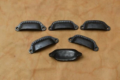 Antique cast iron Cup Drawer Handle Cup Pulls Cabinet Knob Drawer Pulls 6 pcs - Изображение 1 из 4