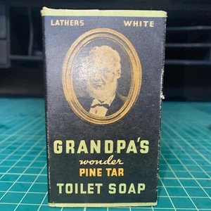 Antique Grandpa's Wonder Pine Tar Toilet Soap New Cincinnati Ohio General Store - Picture 1 of 7