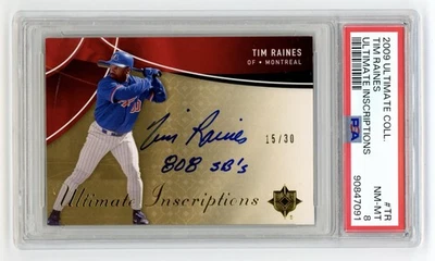 2009 Ultimate Collection Inscriptions Tim Raines Auto /30 PSA 8 HOF “808 SB’s” - Image 1 of 2