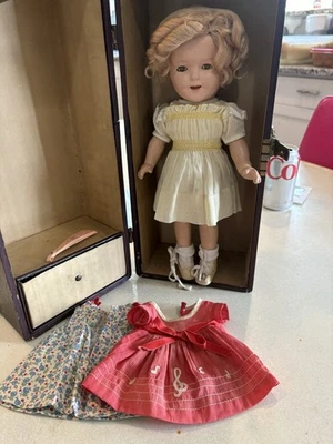 1934 Ideal 13" Composition Shirley Temple Doll w Original Tagged Outfit Trunk + - Image 1 of 4
