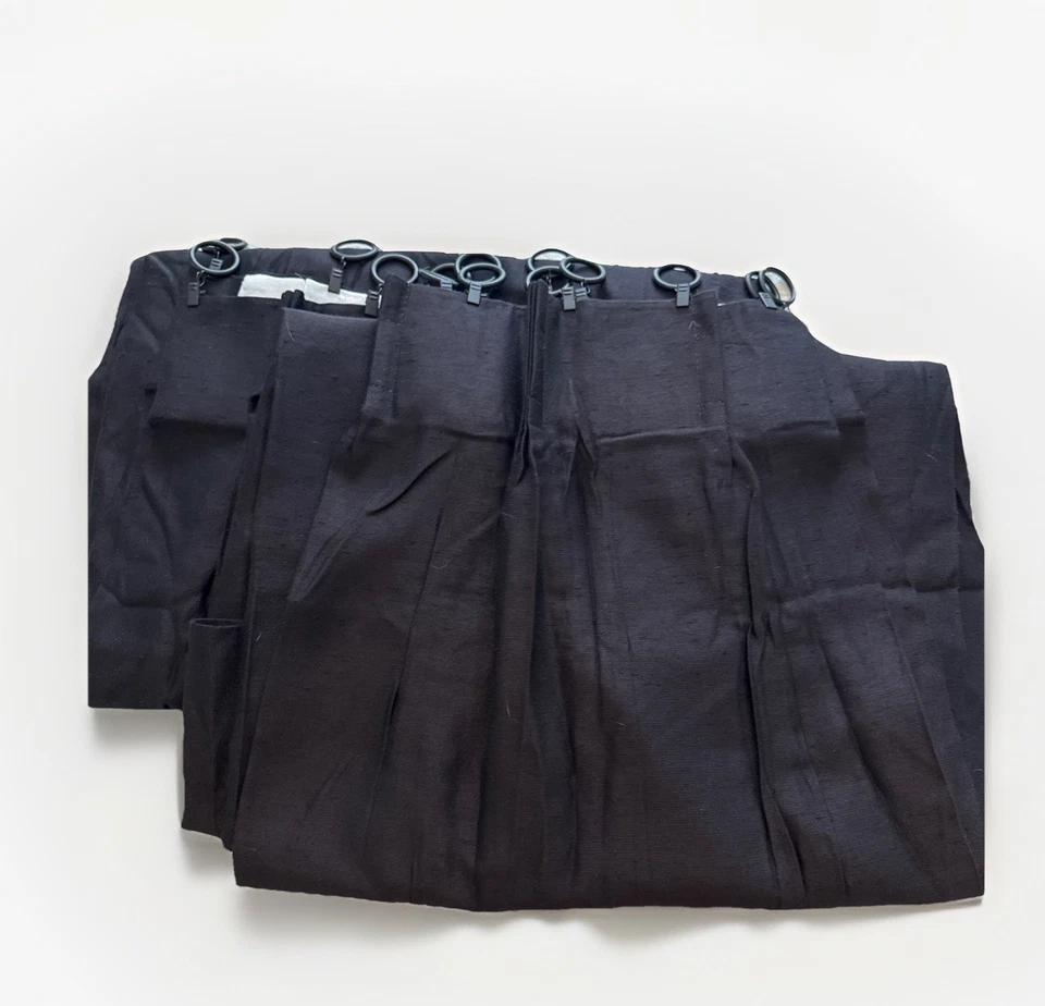 JCP Home SET 2 Clip Anillo Pellizco Plisado Forrado Cortinas Cortinas + ANILLOS 83"L Negro Foto 1 de 4