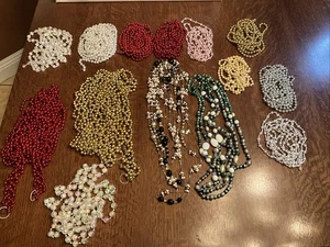 14 Vintage Perlen Girlanden Weihnachtsbaum Kunststoff & Perlen Stränge Posten - Bild 1 von 12