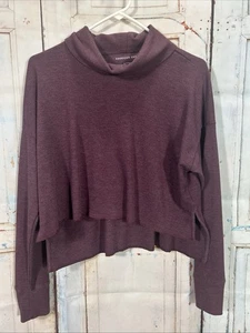 Women's American Eagle Top Size XS Purple Cowl Neck Crop Waffle Knit - Picture 1 of 5