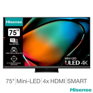 Hisense 75U8KQTUK 75 Inch Mini LED 4K UHD Smart TV - Picture 1 of 8