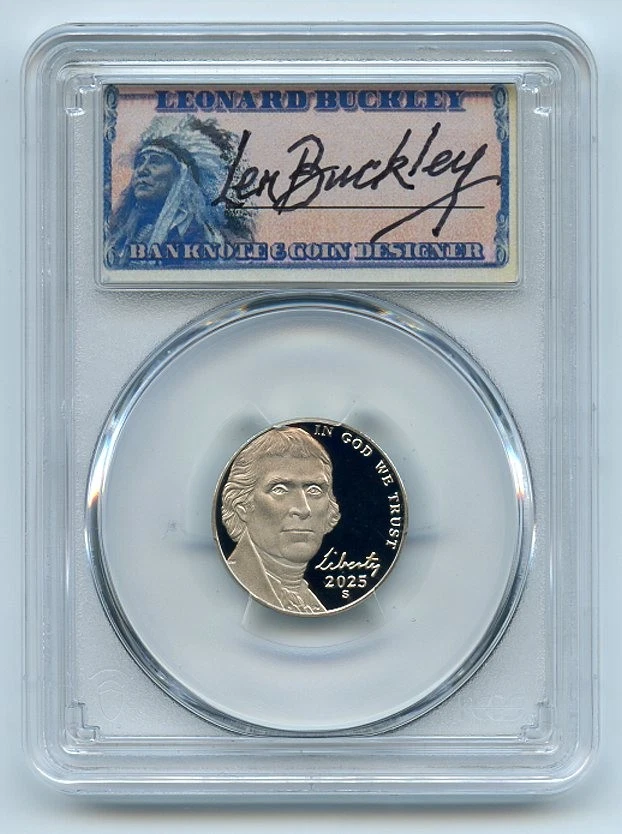 2025 S 5C Jefferson níquel PCGS PR70DCAM First Strike Thomas Leonard Buckley - Imagem 1 de 1