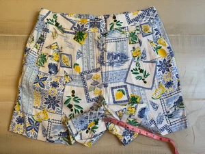 J. Pantalón Corto Crew Azul Amarillo Limón Mezcla Lino Talla 12 Mujer’s 4.5" - Imagen 1 de 6