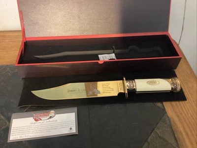 RARE 24K GOLD GENERALS OF THE CONFEDERACY ROBERT E. LEE BOWIE KNIFE BOX & COA - Image 1 of 4