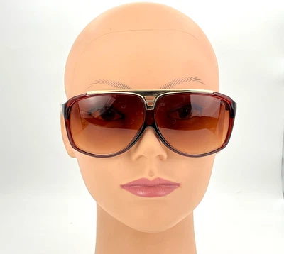 Gafas de sol Louis Vuitton Evidence de gran tamaño para hombre - marco marrón con monograma dorado Foto 1 de 4