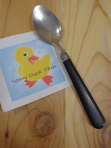 Stainless Flatware SOUP SPOON 7.5" One Piece Black Plastic Handle - Picture 1 of 5